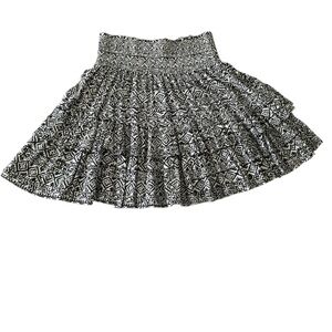 Lauren Ralph Lauren Soft Black Ivory Smocked Boho Skirt Ruffle Tiered 16W XXL